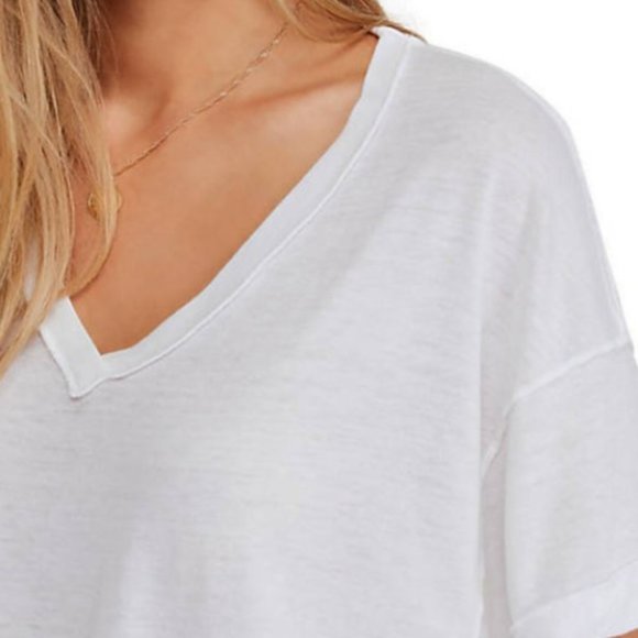 Free People All Mine Back Cutout T Shirt Top in Ivory Size M - Picture 4 of 4